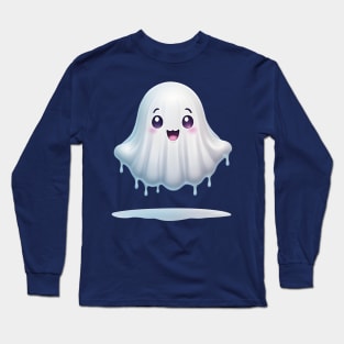 Cute ghost floating. Halloween ghost cartoon Long Sleeve T-Shirt